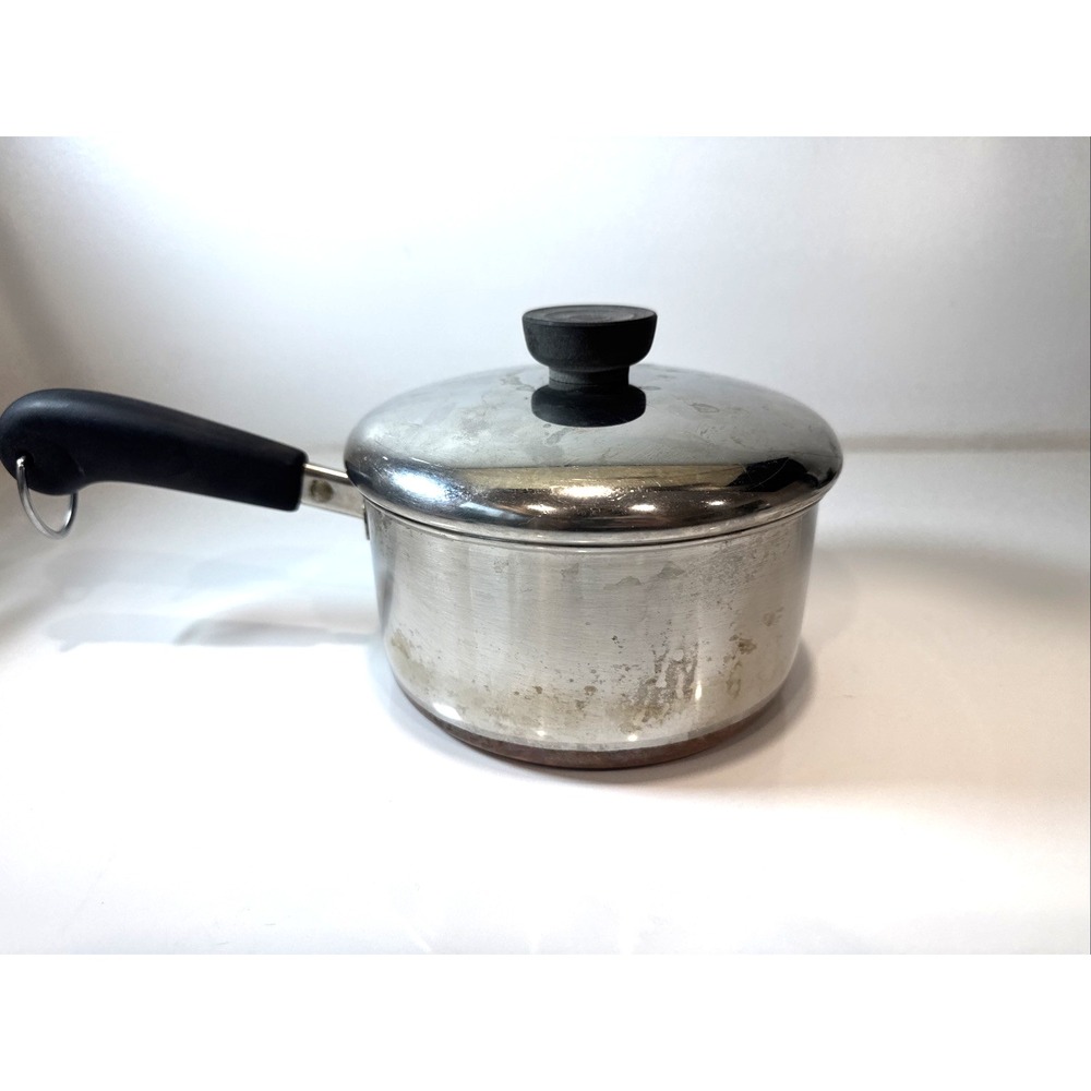 REVERE WARE Vintage 1801 Copper Clad Bottom 1.5  1-1/2 Qt Saucepan & Lid Clinton